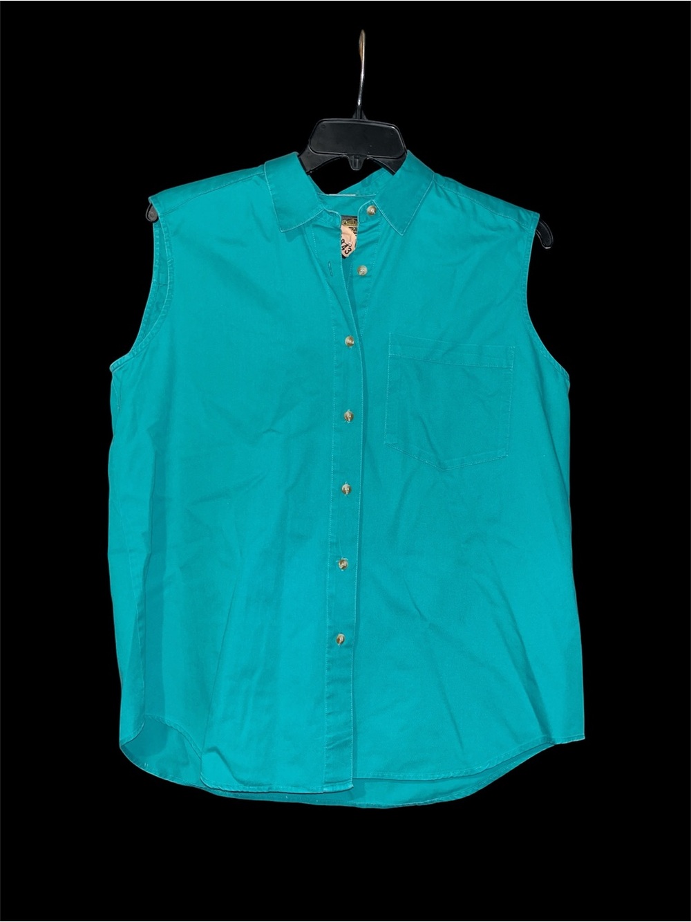 Eddie Bauer Sleeveless Button-Down Shirt - Teal Blue